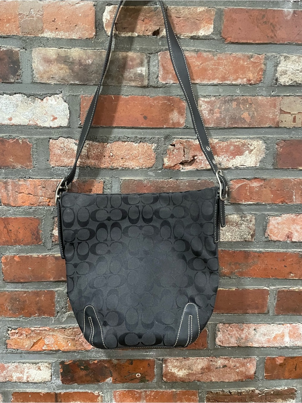 Coach Black Signature Canvas Crossbody Shoulder Bag